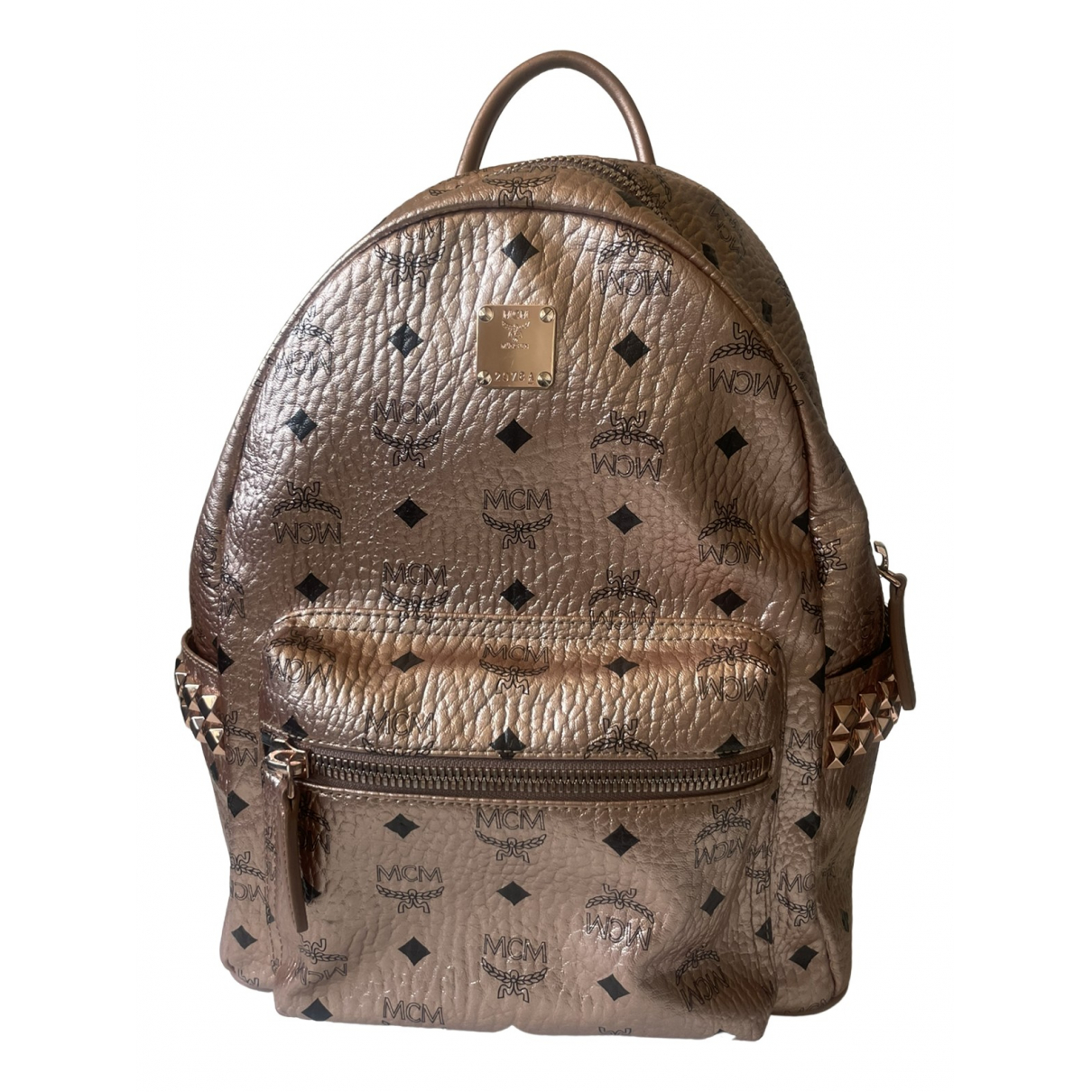 Stark leather backpack MCM Pink in 